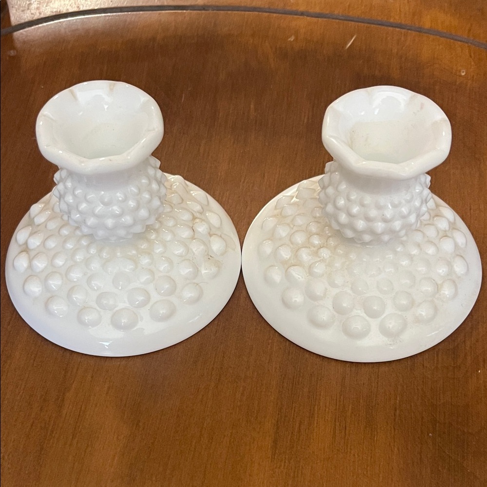 Fenton Hobnail rounded Candle Holders